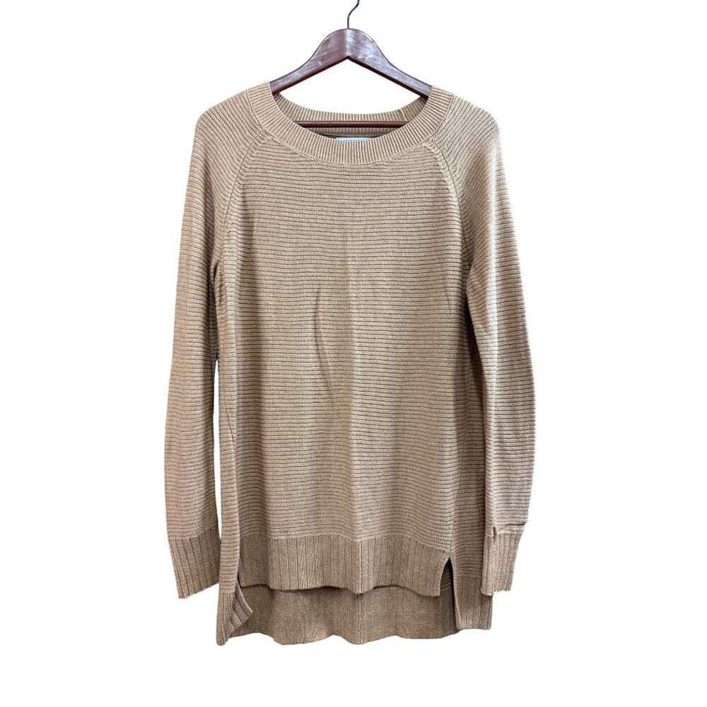 Old Navy Womens Ribbed Knit Sweater M Beige Cotton Blend